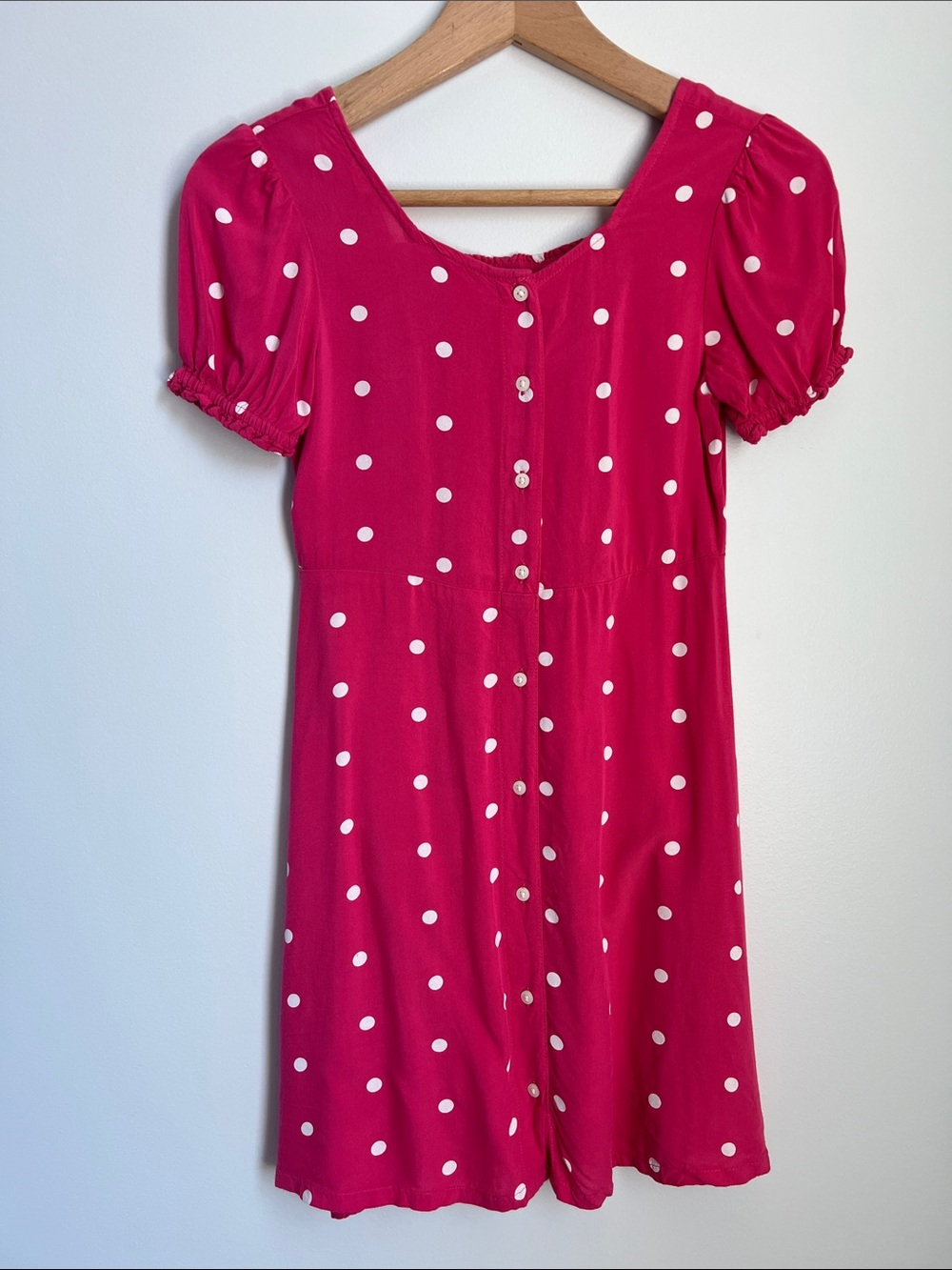 Old Navy | Kids Hot Pink White Polka Dot Button-Front Dress #564088-01 Size L